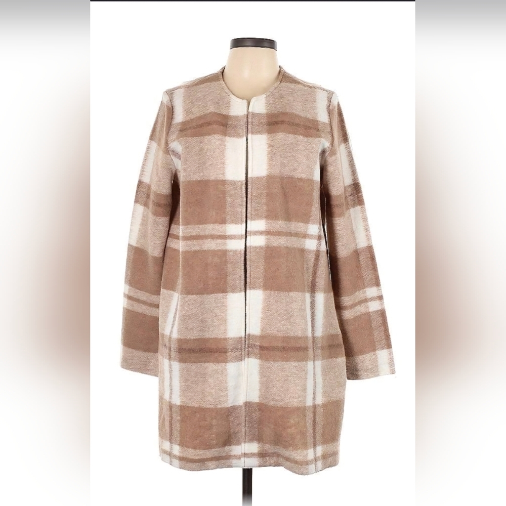 Rachel Zoe brown plaid fleece jacket - Medium